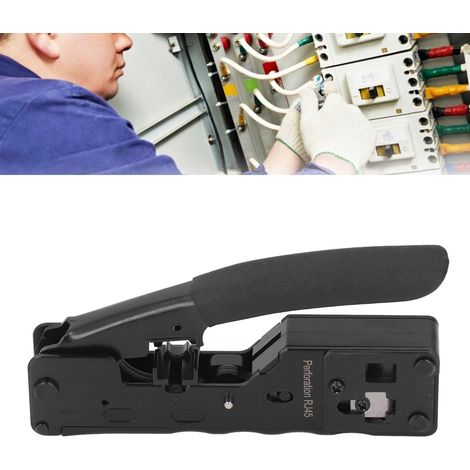 Kabelcrimpwerkzeug-Set mit 10 RJ45-Steckern und multifunktionalen Durchgangsloch-Netzwerkkabelwerkzeugen (1/5)