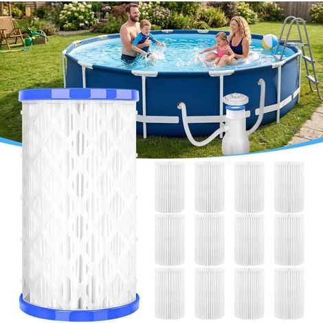 Cartouche filtrante de piscine universelle A / C ou III – 12 pièces réutilisables pour piscines hors sol – filtration efficace, nettoyage facile, convient à la plupart des pompes à cartouche (trou int (1/5)