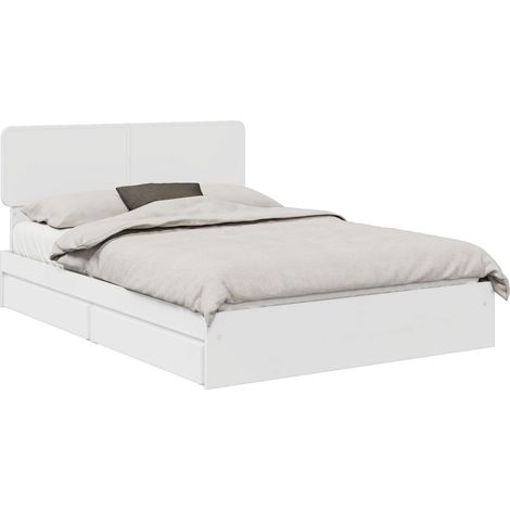 Maison Exclusive - Aufbewahrungsbett mit Kopfteil Weiß 160 x 200