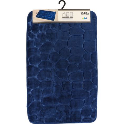 Tapis memoire de forme microfibre galet 50x80cm - bleu marine - Tendance (1/3)