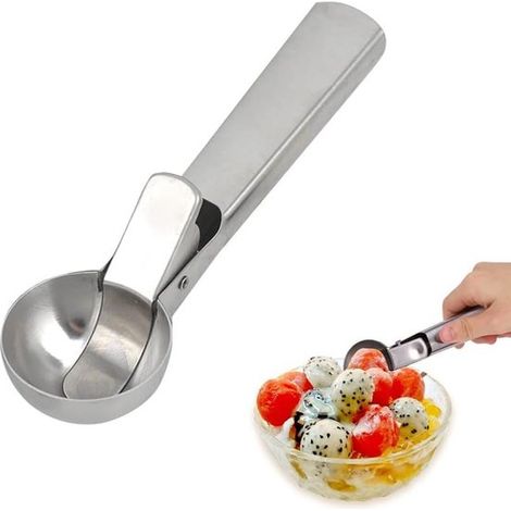 Cuchara para helado, 18 x 4 x 3,5 cm, para uso profesional, ideal para helado, melón, albóndigas, masa, puré de patatas o bolitas de melón. (1/5)