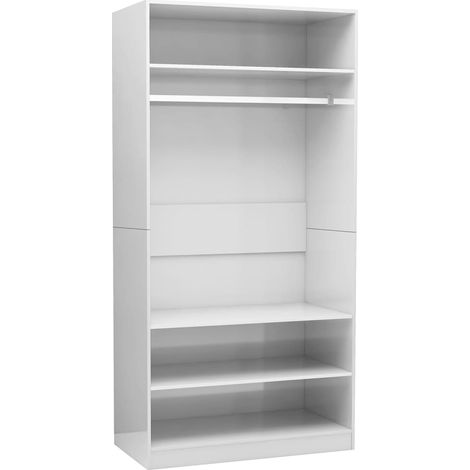 Garde-robe Design moderne, Armoire Etagère de rangement, Blanc brillant 100 x 50 x 200 cm Aggloméré OIB3038E (1/5)