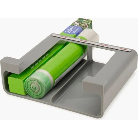 Boîte de rangement pour film plastique, organiseur de feuilles et de sacs sous étagère, gain de place sans perforation - Gris (1/5)