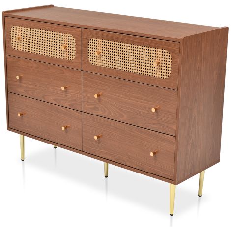 Commode à 6 tiroirs – Buffet / Meuble haut en rotin pour la chambre et toutes les pièces de vie