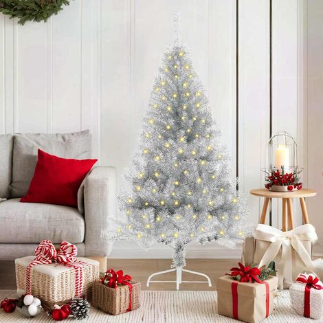 vidaXL Árbol de Navidad Artificial Preiluminado Plateado 150 cm PET (1/5)