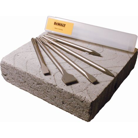 Dewalt – Ensemble de burins et ciseaux SDS-Max pour béton et pierre – 5 pièces – Performances durables – SDSMAXSET2QZ (1/5)