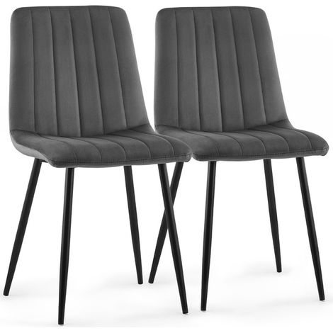 Dining Chairs 2x Velvet Upholstered Kitchen Leisure Chairs Lounge Reception Chairs for Home Office Bedroom Hotel Grey (1/5)