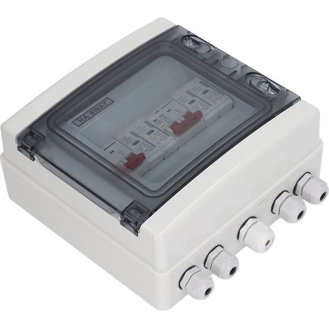 Interrupteur de sectionnement solaire DC500V 2 entrées/2 sorties avec protection contre les surtensions, boîtier de raccordement PV étanche IP65, 32A, 20-40 kA (1/5)