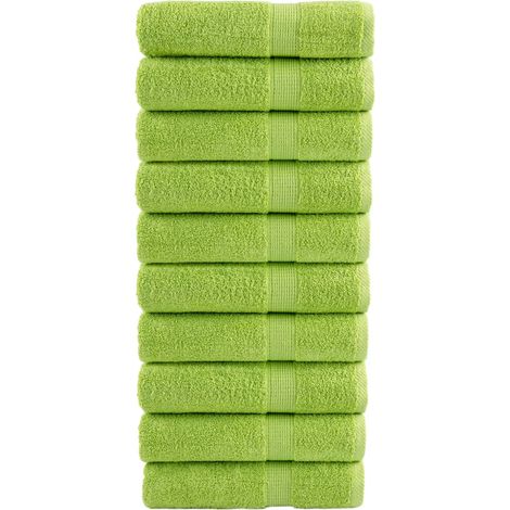 Serviettes de bain haut de gamme SOLUND, lot de 10, vert pomme, 100 x 150 cm, 600 g/m²