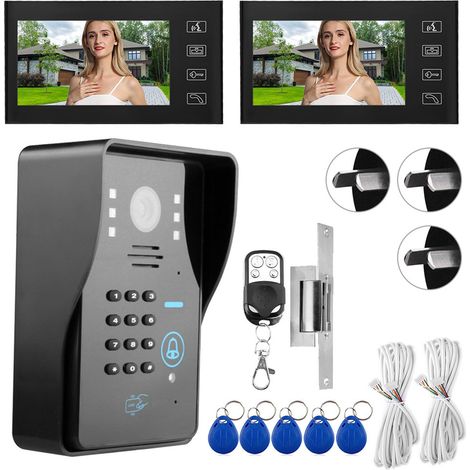 Digicode visiophone filaire 7 pouces avec serrure électronique, carte et mot de passe pour porte, sonnette vidéo (prise AU) (1/5)