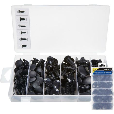 BlueSpot 96pc Assorted DIY Workshop Storage Automotive Fir Tree Fixing Clip Set (1/2)