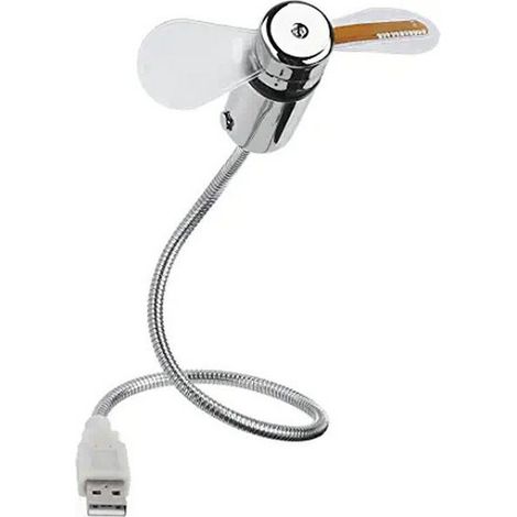 Mini ventilateur horloge USB, ventilateur USB à col de cygne flexible avec affichage de l'heure et de l'heure par LED (1/5)