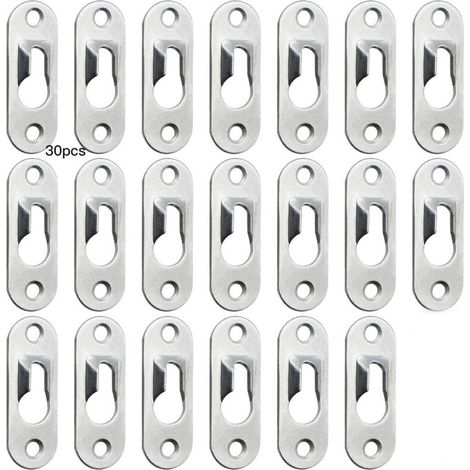 30pcs métal trou de serrure cintre 43mm x 16mm pour suspendre les miroirs et cadres photo de l'armoire murale intérieure - argent