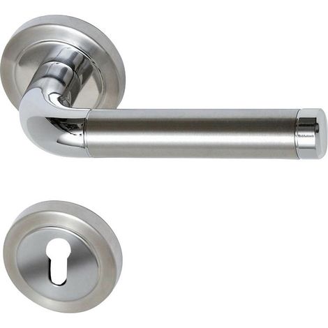 Südmetall Türgriff-Garnitur Rosette Billy PZ Edelstahl satiniert/poliert chrom Ø 55 mm