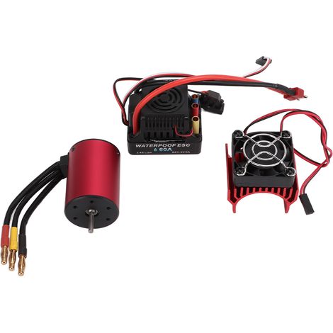 Moteur brushless S3650 3900KV, variateur de vitesse électronique (ESC) 60A, dissipateur thermique pour pièces détachées de voitures RC 1/10 (1/5)