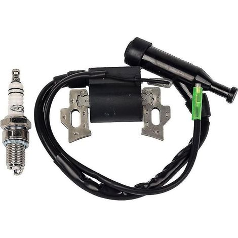 Bobina de encendido CREA con bujía, compatible con motores de cortacésped y generadores Honda GX110, GX120, GX140, GX160 y GX200 de 5.5 hp y 6.5 hp. (1/5)