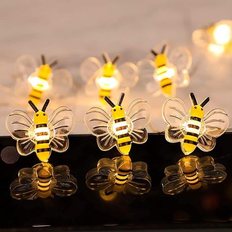 1 Guirlande lumineuse, 10 LED, fil de cuivre, forme abeille, 1 mètre, intérieur extérieur, fête mariage (1/5)