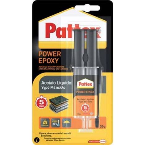 COLLA 'POWER EPOXY ACCIAIO LIQUIDO' SIRINGA 35 gr