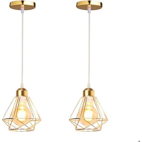2x Lustre Suspension Industriel Moderne,Lampe de Plafond Vintage en Métal E27 Éclairage Luminaire Design Cage Abat-jour Rétro (1/5)