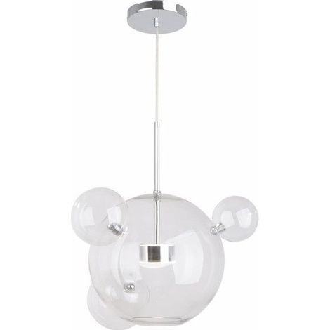 Suspension chrome 4 globes verre Multiverse LED 10W (1/2)