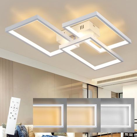 ZMH Plafonnier LED Salon Plafonnier - 80CM Lampe de salon Moderne Dimmable avec télécommande Lampe de chambre à coucher Rectangle Design métal pour chambre à coucher Chambre d'enfants Cuisine 74W, Bla (1/5)