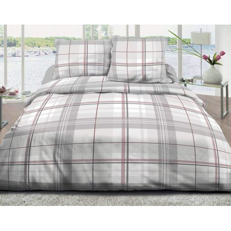 Housse de Couette 220x240 + 2 taies Coton 57 Fils Rose