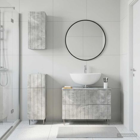 vidaXL 3 Piece Bathroom Cabinet Set ZWOLLE Concrete Grey (1/5)