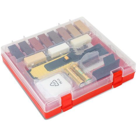 Kit de Réparation Parquet - 11 Bâtons de Cire Colorés pour Rayures sur Sol Stratifié - Outil de Retouche avec Chauffe-Cire (1/5)
