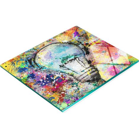 Tabla de servir de cocina de vidrio templado con gráfico de bombilla, 60x52 cm (1/5)
