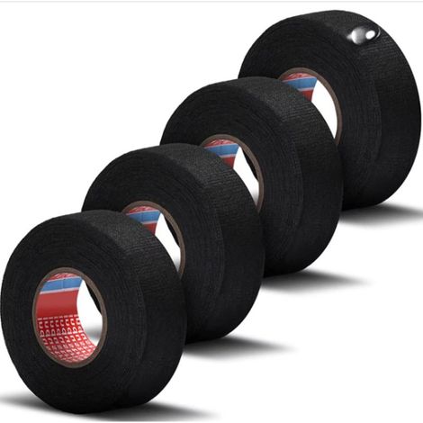 4 Rouleaux Ruban Chiffon de, Voiture Ruban Adhésif, 15 m de ruban isolant pour Ruban Adhésif Isolant, Tissu Electrical Tape, ruban textile auto-adhésif pour moto de. (19 mm x 15 m) (1/5)