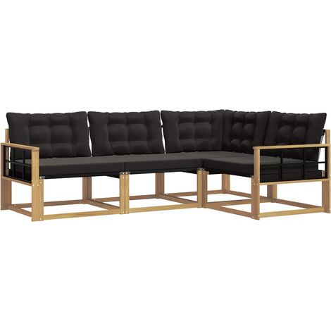 vidaXL Outdoor Sofa Set 4 pcs White and Black
