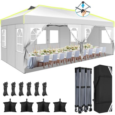 Tente Canopy, Hauteur Ajustable, Imperméable, BLANC (1/2)