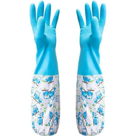 (bleu) Gants en caoutchouc pour bassin et drainage – Travaux ménagers et jardinage, entretien du jardin, désherbage, lavage, nettoyage, vaisselle – Pour protéger vos manches