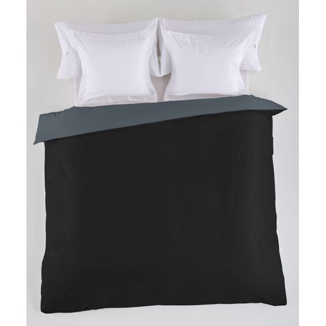 FUNDA NORDICA reversible negro-gris - Cama de 135/140 (1 pieza) - 50% algodón / 50% poliéster - 144 hilos. Gramage: 115 (1/4)