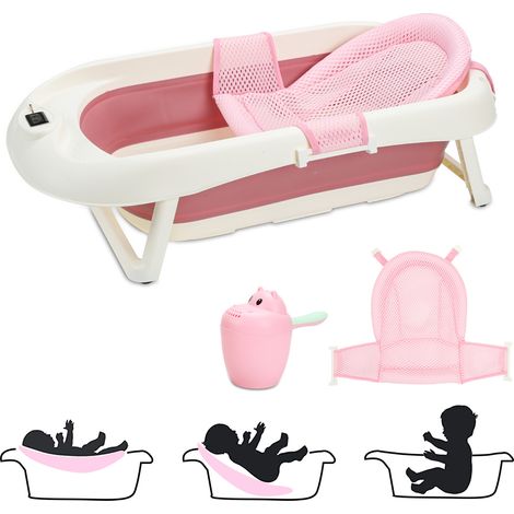 Randaco Vasca da bagno pieghevole per bambini 83cm vasca da bagno antiscivolo per bambini, rosa