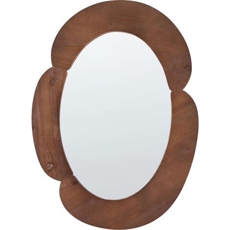 Specchio da parete decorativo in MDF forma ovale irregolare marrone scuro Alvena