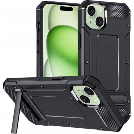 Custodia rinforzata per Apple iPhone 15, cover, retro robusto, nera (1/5)