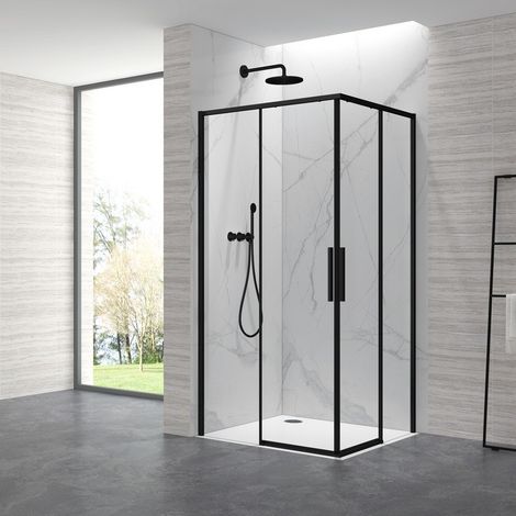 Box doccia 70x70cm angolare porte scorrevoli finitura nera KLA1000N kamalu