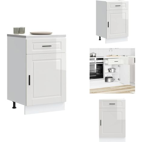 Küchenunterschrank Porto Hochglanz-Weiß Holzwerkstoff - Küchenunterschrank - Küchenunterschränke - Spülenunterschrank - Unterschrank Für Küche (1/5)