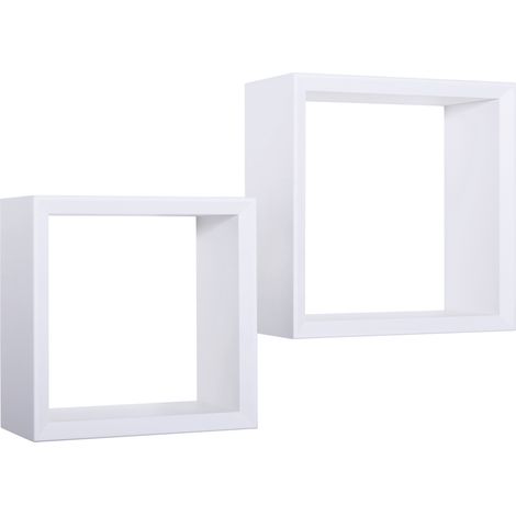 Mensola 2 pz scaffale parete bianco salotto camera soggiorno moderno Ginevra (1/4)