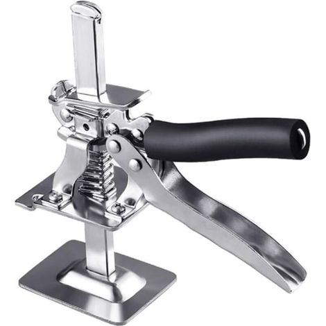 Wandfliesen-Nivelliergerät, multifunktionales Maurer-Wandfliesen-Positionierungs-Höhenclip-Abstandshalter, schwarzes manuelles Regulierungswerkzeug, Hilfswerkzeug für den Bau von Glastüren - Crezuo (1/4)