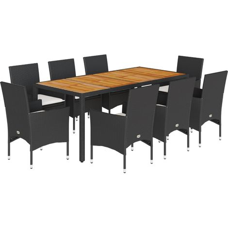 Maison Exclusive - Set Pranzo da Giardino 9 pz con Cuscini Nero Polyrattan Acacia (1/5)