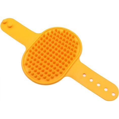 [JAMAIS UTILISÉ] Brosse de bain orange pour animaux de compagnie, brosse en silicone de 26,2 x 12,5 cm, gants de lavage et de nettoyage pour chiens. (1/4)