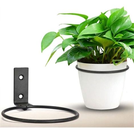 Zusammenklappbarer, wandmontierter Blumentopfhalter aus Eisen, 18 cm Durchmesser, schwarz, geeignet für Garten und Balkon, 1 Stück (1/4)