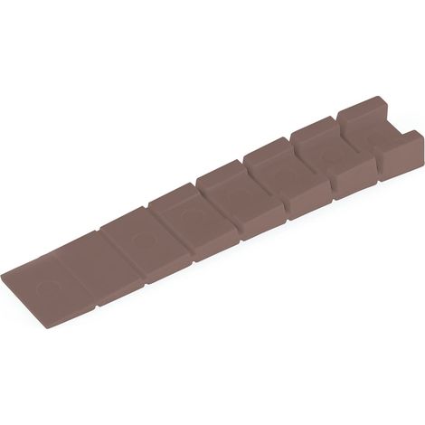 Boîte de : 25 cales de nivellement pour meubles (1-8 mm) en plastique marron. (1/3)