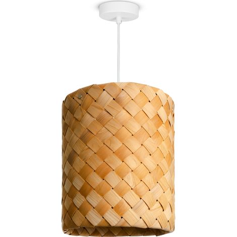 Paco Home Lámpara De Suspensión LED Colgante Salón Dormitorio Comedor Pantalla De Papel E27 Lámpara colgante - Blanco, Holz (Ø25cm) (de) (1/4)