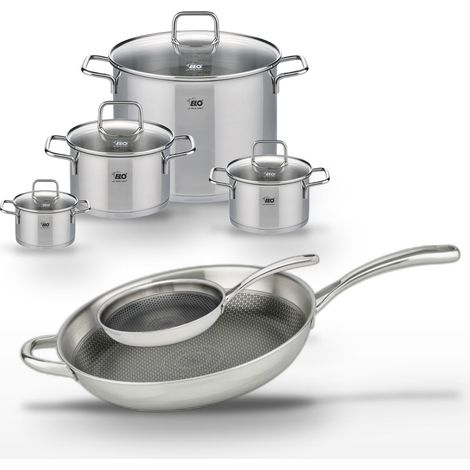 Lot Poêles 24cm & 32cm Elo Relief Evolution avec 4 Faitouts Elo Citrin (1/5)