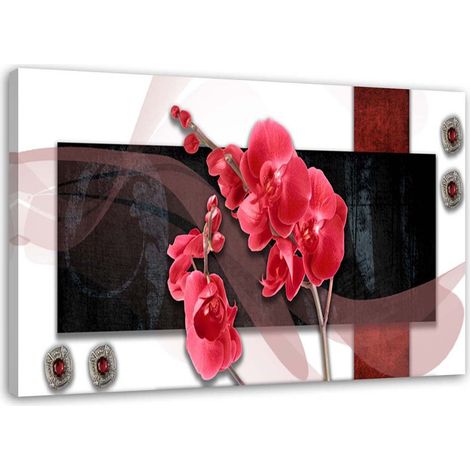 Tableau sur toile Orchidée rouge Abstraction 60x40 (1/5)