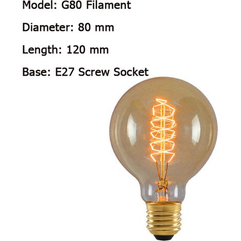 Lot de 4 ampoules LED Edison G80 I E27 – Dimmables – 40W – Lumière chaude – Ampoules à vis pour décoration vintage et rétro
