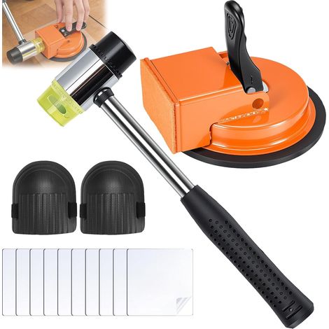 Kit De Réparation De Joints De Sol, Kit De Réparation De Joints De Sol Avec Maillet En Caoutchouc Outil De Des Joints 10 Pastilles Adhésives Réutilisables Et Genouillères (1/5)